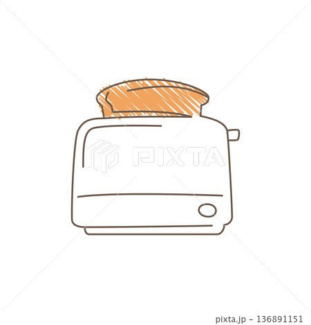 Hand Drawn Sketch Of A Toaster With A Popped Up Toasted Bread Slice Hand Drawn Sketch Of A Toaster With A Popped Up Toasted Bread Slice 136891151