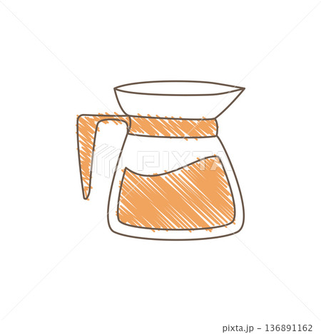 Hand Drawn Sketch Of A Coffee Maker Flask With Transparent Glass And Brewed Coffee Hand Drawn Sketch Of A Coffee Maker Flask With Transparent Glass And Brewed Coffee 136891162