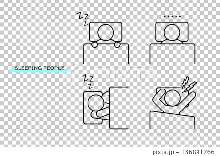 様々な状態で眠っている人のアイコンセット 136891766
