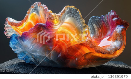 Artistic Glass Sculpture with Vibrant Colors Artistic Glass Sculpture with Vibrant Colors 136891979