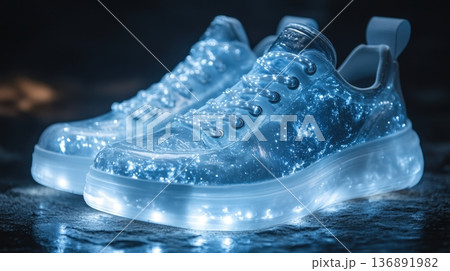 Futuristic Luminous Sneakers with Galaxy Design Futuristic Luminous Sneakers with Galaxy Design 136891982