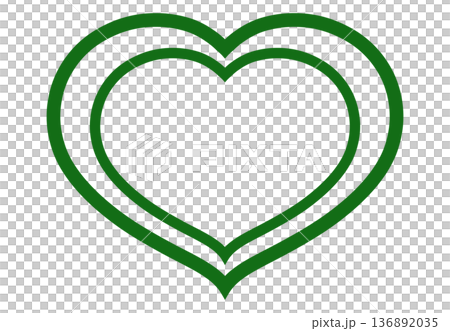 綠色雙線心形 136892035