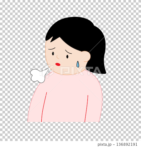 主線なしの柔らかいタッチで溜息をつく女性 136892191