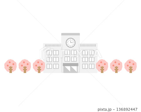 春の学校校舎　イラスト 136892447