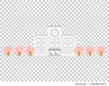春の学校校舎　イラスト 136892447