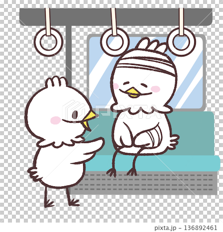 怪我人に席を譲る白い鳥のイラスト 136892461