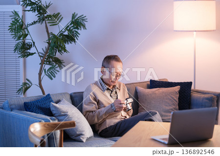 シニア男性　趣味　カメラ 136892546