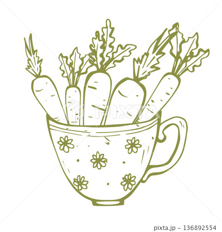 Whimsy carrot in vintage cup 136892554