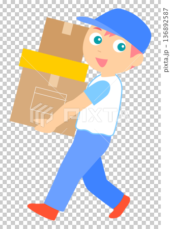 A man working as a moving company carrying luggage 136892587