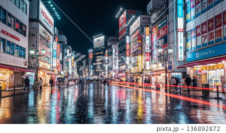 日本の都市部の夜景 136892872