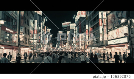 日本の都市部の夜景 136892876