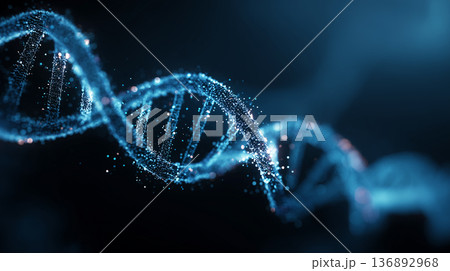 DNAらせんのゲノム解析イメージ｜医療テクノロジー素材 136892968