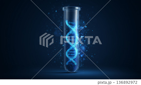 DNAらせんのゲノム解析イメージ｜医療テクノロジー素材 136892972