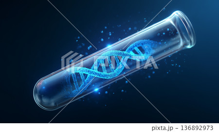 DNAらせんのゲノム解析イメージ｜医療テクノロジー素材 136892973