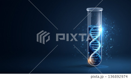 DNAらせんのゲノム解析イメージ｜医療テクノロジー素材 136892974