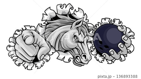 Horse Mustang Stallion Bowling Sports Team Mascot 136893388
