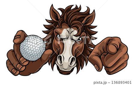 Horse Mustang Stallion Golf Sports Team Mascot Horse Mustang Stallion Golf Sports Team Mascot 136893401