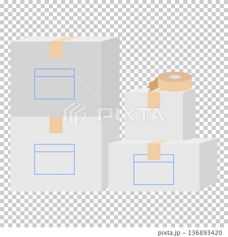 白いダンボールのイラスト 136893420