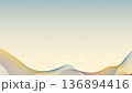 日本伝統文様の分銅つなぎと抽象的な曲線を使用したグラデーションがかかった日本的な背景ベクターイラスト 136894416