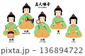五人囃子のベクターイラストセット（雛祭り・和楽器演奏・背景透過） 136894722