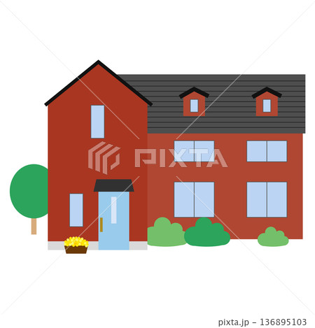 赤い一軒家のイラスト 136895103