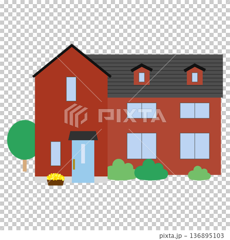 赤い一軒家のイラスト 136895103