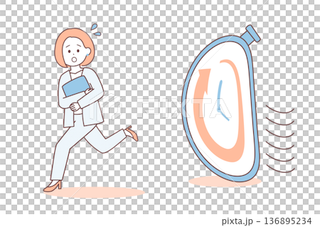 時間緊迫的女商人 | 截止日期和時間限制的圖示 136895234