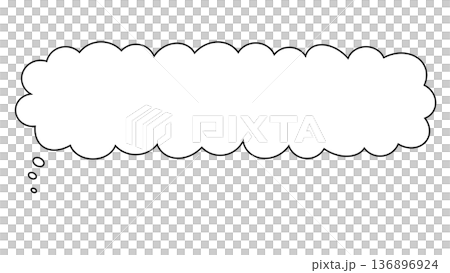 吹き出し 横長 白黒 雲 もこもこ ベクター png透明 吹き出し 横長 白黒 雲 もこもこ ベクター png透明 136896924