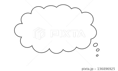 吹き出し　シンプル　黒線　雲　もこもこ　ベクター　png透明 136896925