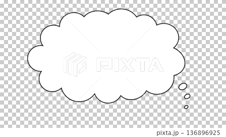 吹き出し　シンプル　黒線　雲　もこもこ　ベクター　png透明 136896925