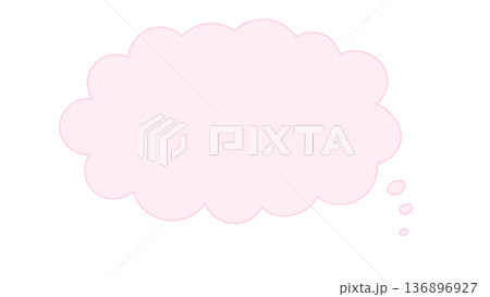 吹き出し　雲　もこもこ　ピンク色　ベクター　png透明 136896927