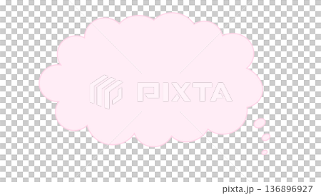 吹き出し　雲　もこもこ　ピンク色　ベクター　png透明 136896927