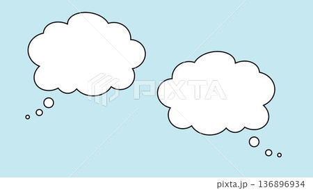 吹き出し　白黒　雲　もこもこ　ベクター　png透明 136896934