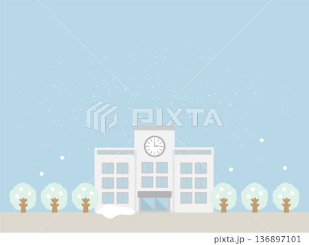 冬の学校の風景　イラスト 136897101