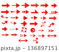 シンプルな赤色の矢印セット 136897151