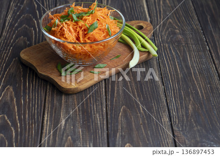 Carrot and green onion salad for healthy eating and hormonal balance Peppercorns Carrot and green onion salad for healthy eating and hormonal balance Peppercorns 136897453