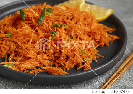 Carrot and green onion salad for healthy eating and hormonal balance Peppercorns 136897478