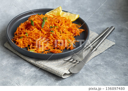 Carrot and green onion salad for healthy eating and hormonal balance Peppercorns 136897480