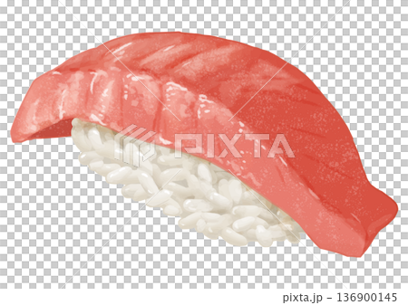 金槍魚壽司的逼真插圖 136900145