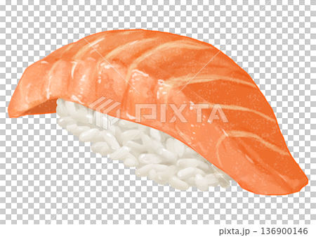 逼真的鮭魚壽司插圖 逼真的鮭魚壽司插圖 136900146