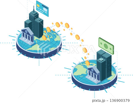Isometric Global Money Transfer Between Countries 136900379