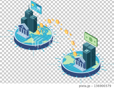 Isometric Global Money Transfer Between Countries 136900379