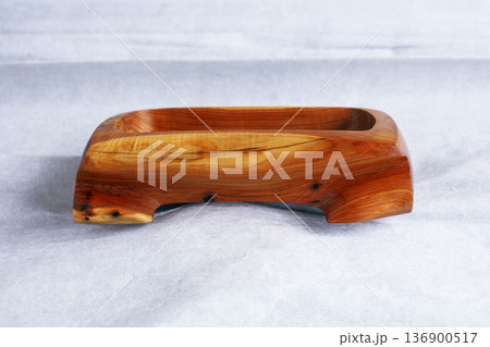 big isolated wood bowl, unique handmade kitchenware 136900517