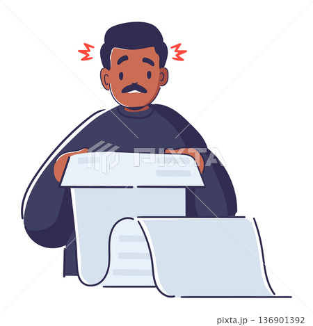 Mature man shocked reviewing financial bill struggling economic pressure and unexpected expenses Mature man shocked reviewing financial bill struggling economic pressure and unexpected expenses 136901392