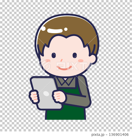 タブレットを使う「飲食店の店員」の男性 136901406