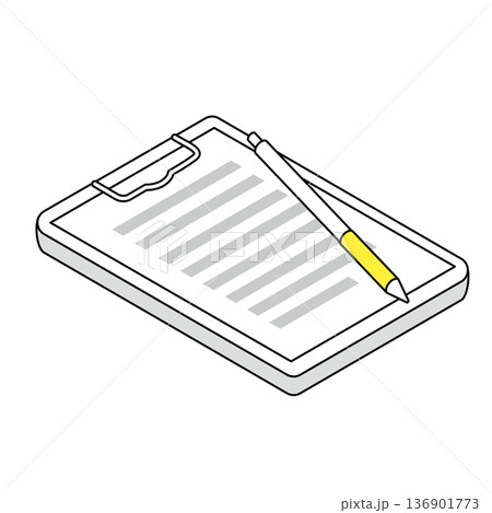 バインダーとペンのシンプルなイラスト バインダーとペンのシンプルなイラスト 136901773