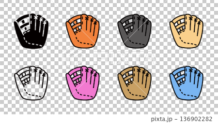 棒球手套，簡單圖標 136902282