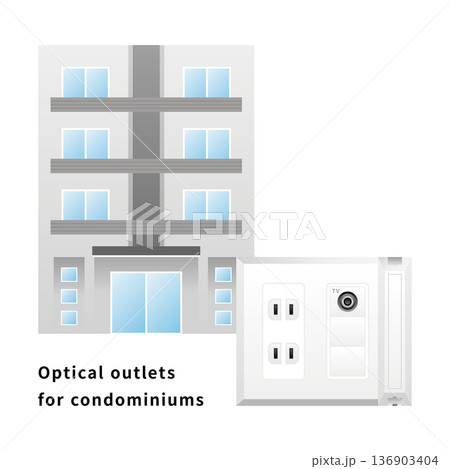 シンプルなイラスト_マンション用光コンセント シンプルなイラスト_マンション用光コンセント 136903404