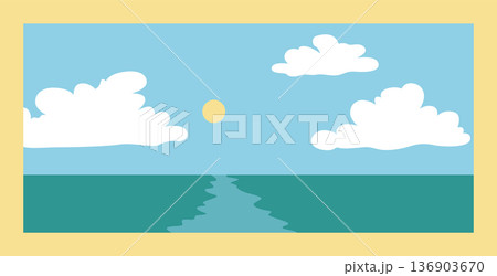 Peaceful seaside scene, Tranquil ocean view with sunset, Gentle water horizon beneath pastel sky, Serene coastal panorama with glowing sunlight and peaceful atmosphere Peaceful seaside scene, Tranquil ocean view with sunset, Gentle water horizon beneath pastel sky, Serene coastal panorama with glowing sunlight and peaceful atmosphere 136903670