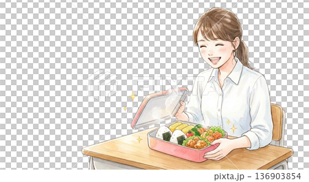 Lunch break, happy to open a new lunch box 136903854